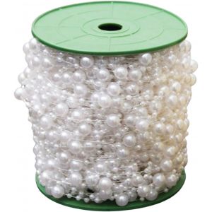 Kal-Ruban Perles De 60 M&egrave;tres, Cha&icirc;ne Perles Avec Ligne P&ecirc;che, Collier Perles, Guirlande Perles Artisanales Bricolage, Pour Mariage, Bouquet Mari&eacute;e, D&eacute;coration F&ecirc;te - Neuf