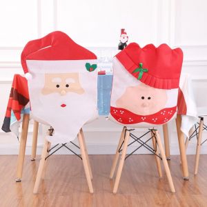 Noël Housses de Chaise lot de 2 père Noël de Noël Housses de Chaise Dîner Président de Couverture de Noël Dos de la Couverture - Neuf