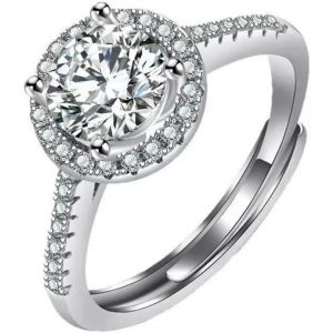 Kahfl-Bague De Fian&ccedil;ailles Femme,Bague Femme En Argent Sterling 925,Bague Alliance De Fian&ccedil;ailles Mariage Avec Rond Zircone Cubique,Bague D'amiti&eacute;,Cadeaux De Bijoux Pour Fille,M&egrave;re,Copine - Neuf