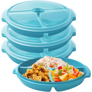 Tianyi-Lot De 3 Assiettes À Micro-Ondes : Vaisselle Pour Micro-Ondes Avec Couvercle Assiette À Micro-Ondes Sans Bpa Réutilisable, Boîte De Conservation Résistante Au Micro-Ondes Avec Couvercle À 3 - Neuf