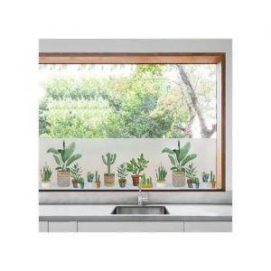 Film Fen&ecirc;tre Anti Regard Motif V&eacute;g&eacute;tal 90x200cm - Brise Vue Vitrage Auto-adh&eacute;sif Protection UV D&eacute;coratif pour Maison Bureau - Neuf