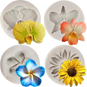 Kalanka-Lot De 4 Moules En Silicone En Forme De Fleur D'orchid&eacute;e Pour D&eacute;coration De G&acirc;teau, P&acirc;te &Agrave; Sucre, Chocolat, Bonbons, Argile Polym&egrave;re-Kalanka - Neuf