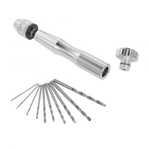 Ensemble de mini perceuses à main de 0,3 à 3,5 mm avec 10 forets hélicoïdaux en acier rapide, support de foret de haute qualité, perceuse à main, petit étau à broches - Neuf