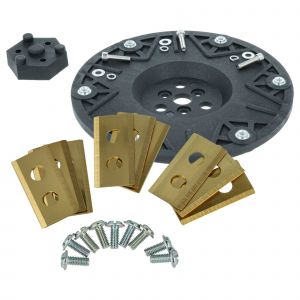 vhbw Kit d'accessoires compatible avec Einhell Freelexo Kit 900 tondeuse &agrave; gazon - 1x disque porte-lame, 9x lame + vis - Neuf