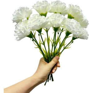 Bouquets de 27,9 cm &agrave; 10 tiges, ne se d&eacute;colorent Pas, Mini p&eacute;tales en Soie pour Toile de Fond de Mariage, Arche, d&eacute;coration Murale, Couronne d&eacute;coration de f&ecirc;te et de Mariage (Blanc) - Neuf