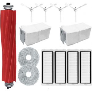Lot de 13 accessoires de rechange pour robot aspirateur Roborock Q Revo/Roborock P10 avec brosse principale,chiffon serpill&egrave;re,sac &agrave; poussi&egrave;re,filtre,brosse lat&eacute;rale - Neuf