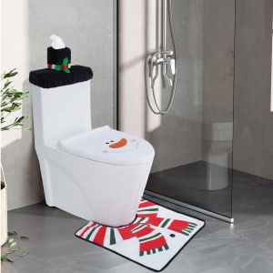 3pcs No&euml;l Couvercle De Toilettes En Forme De U,Tapis De Sol,La Serviette De Papier De Couverture - Neuf