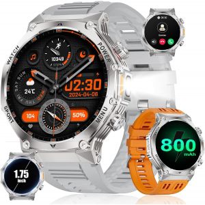Montre Connect&eacute;e Homme,1,75'' Smart Watch Avec 800Mah/Torche Led/Appel Bluetooth,114 Sportifs Montre Sport Avec Moniteur Sommeil/Cardiofrequencemetre, Ef15-F - Neuf