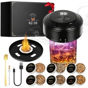 Ulteronixshop-Kit Fumoir Whisky &Eacute;lectrique - Fumeur De Cocktails Rechargeable Avec 6 Copeaux De Bois Briquet Int&eacute;gr&eacute; Cadeau Homme F&ecirc;te Des P&egrave;res No&euml;l Pour Bourbon Cocktails Vin Caf&eacute; Fromage(Sans Buta - Neuf