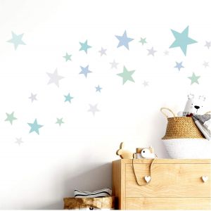 Eryi-Little Deco Dl409 Sticker Mural, 60 Étoiles, Pour Chambre D'enfant, Fille Et Garçon, Gris Clair Bleu Menthe, Plusieurs Couleurs - Neuf
