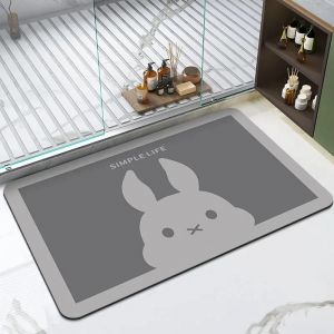 Tapis de bain imprimé dauphin mignon,tapis de douche Super absorbant,antidérapant,dessin imprimé,boue de diatomée,décoration de salle de maison - Type 40x60cm-Diatom mud #J - Neuf