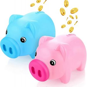 2 pièces mignon cochon tirelire incassable en plastique tirelire cochon jouet tirelire décoratif - Neuf
