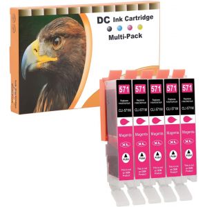 5X Magenta Cartouches d'encre Compatibles pour Canon Pixma CLI-571M XL pour Canon PIXMA MG5750 MG5751 MG5752 MG5753 MG6850 MG6852 MG7750 MG7751 TS5050 TS5051 TS5053 TS5055 TS6050 TS6051 TS6052 - Neuf