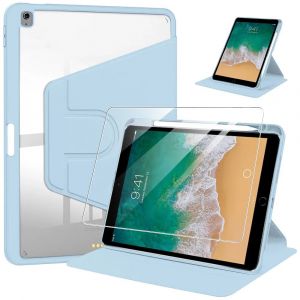 Coque + Verre Tremp&eacute; pour iPad Air 3 10,5'' / iPad Pro 10,5'' - Housse avec Porte-Stylet - Bleu - E.F.Connection - Neuf