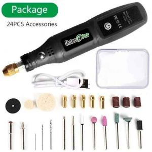 Machine À Polir À Chargement Multifonctionnel 3.7v,Perceuse Sans Fil,Outil De Polissage,Outil Rotatif Usb,Travail Du Bois,Bricolage Dremel - Type Black With 24pcs - Neuf