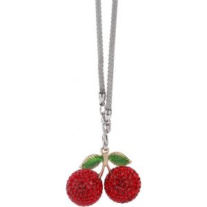 Kal-Breloque Voiture Bling Cherry, Pendentif De R&eacute;troviseur En Cristal Pour Femme Accessoire Porte-Bonheur En Strass Au Design Scintillant Pour Int&eacute;rieur De Voiture (Rouge) - Neuf