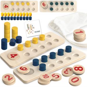 ChenQuanSarl-Apprendre A Compter Jouet Montessori Pour Enfants 1 2 3 4 5 Ans, Jeux Educatif Enfants Apprendre Les Couleurs Motricit&eacute; Fine Jeu Num&eacute;rique Bois Math&eacute;matiques Jouet Maison L'&Eacute;cole Salle D - Neuf