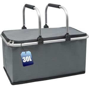 ASFASFq-Xiaozhifu Panier Pique Nique Pliable 30L, Grand Panier de Courses Isotherme, Panier Pique-Nique en Oxford, Panier Thermique avec PoignéE RéSistant à L'Eau pour Pique Nique/Shopping/Cadeau (Gr - Neuf
