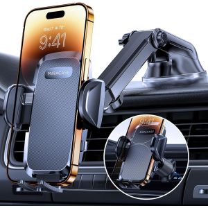 Eryi-Support Telephone Voiture [Rotation 360&deg;& Ventouse Puissante] Porte Telephone Voiture Grille D'a&eacute;ration & Pare-Brise & Tableau De Bord, Compatible Avec Tous Les Smartphones/Gps 4.0''-7.2 - Neuf