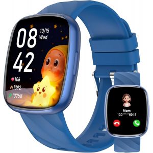 JGD-Montre Connect&eacute;e Enfant avec 100+ Modes Sport R&eacute;veil Pedometer Moniteur Sommei Jeux &eacute;tanche IP68 Montre Enfant pour Gar&ccedil;on Fille Les 4-13 Ans 1.75" Fitness Tracker Smart Watch Bleu - Neuf