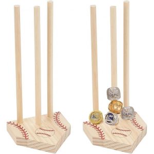 Kal-2 Ensemble Support D'exposition Pour Bague De Baseball En Bois Présentoir Organisateur À Bagues De Baseball Support De Bague De Championnat Pour Amateurs De Balles De Sport - Neuf