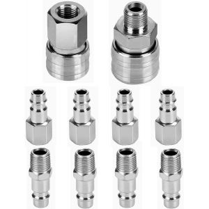 10pcs Raccords de Compresseur 1/4""BSP Connecteur d'air Comprimé Tuyau d'air Comprimé Connecteurs Mâle Femelle - Neuf