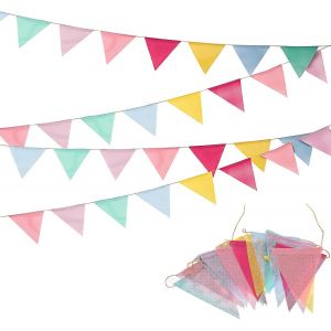 MEVRONISSHOP-Guirlande de 48 fanions de 15,7 m &iquest; Drapeaux triangulaires multicolores imperm&eacute;ables pour ext&eacute;rieur &iquest; Guirlandes d&eacute;coratives d'int&eacute;rieur et d'ext&eacute;rieur &iquest; Drapeaux color&eacute;s arc-en-ciel pou - Neuf