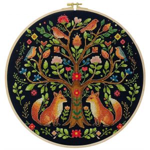 Kit Point De Croix Compt&eacute; "Arbre Des Contes De La For&ecirc;t" 30x30cm. Fabriqu&eacute; En Ukraine. - Neuf