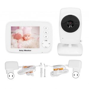 Babyphone sans fil 3,2 pouces, conversation bidirectionnelle, vision nocturne, surveillance de la temperature, musique integree, mode economie d'energie, prise americaine 100-240 V - Neuf