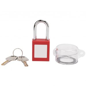 Couvercle d'interrupteur d'urgence transparent anti-poussiere de 30 mm/1,2 po avec cadenas rouge de 38 mm pour l'industrie chimique - Neuf