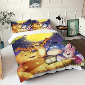 Parure De Lit Winnie L'ourson Avec Housse De Couette Et Taie D'oreiller 3d Pour Enfant, Universelle Et Adaptée Aux Enfants - Neuf