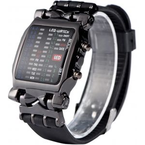 Montre Homme,Montre &Agrave; Affichage Binaire &Eacute;tanche,Montres Bracelet Pour Homme,Montres &Eacute;lectronique &Agrave; Led,Montres &Agrave; Calendrier &Eacute;lectronique Carr&eacute;,Fonction Date Et Semaine - Neuf