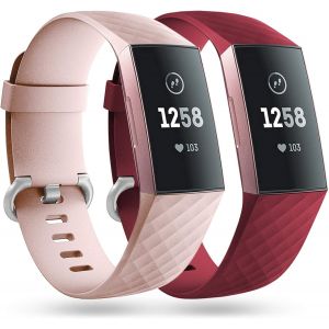 2 Pack Bracelet De Remplacement Compatible Avec Fitbit Charge 3 Bracelet/Fitbit Charge 4 Bracelet, Bandes De Sport Classiques Pour Femmes Hommes, Petit Grand - Neuf