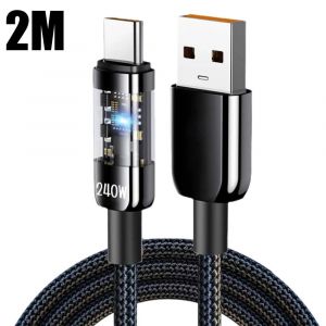 240W 6A USB vers USB Type C câble de Charge rapide pour Samsung Huawei Xiaomi LED lumières Charge rapide transfert de données câble USB C--2m - Neuf