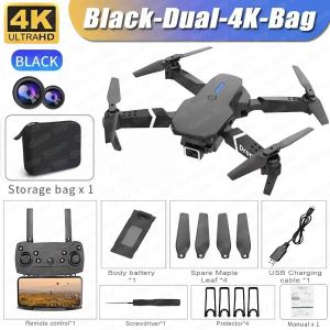 Nouveau Drone E88 Pro Wifi Fpv Avec Caméra Grand Angle Hd 4k 1080p Contrôle De La Hauteur Rc Pliable Quadrirotor Hélicoptère Jouet Pour Cadeau-Black Dual4k Bag- - Neuf