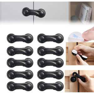 10 Pi&egrave;ces Bloque Porte B&eacute;b&eacute; Placard Securite Placard Enfant,Serrures De Tiroirs Adh&eacute;sif Pour Enfants Serrures En Plastique De R&eacute;frig&eacute;rateur De Cuisine S&eacute;curit&eacute; Pour Meubles(Noir) - Neuf