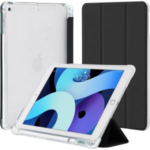 Coque pour iPad 9,7 Pouces 6&egrave;me/5&egrave;me G&eacute;n&eacute;ration 2018/2017, pour iPad Air 1/2, Housse &Eacute;tui de Protection L&eacute;ger avec Porte-Stylet Coque Arri&egrave;re en TPU Souple Givr&eacute; Translucide, Noir - Neuf