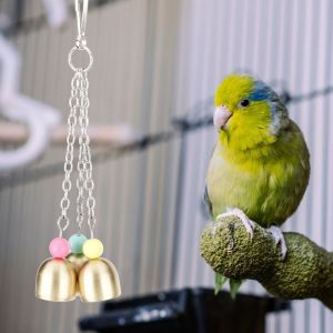 Hjlian Lot De 3 Anneaux En Bois Et Rotin Pour Perroquet, 3 Cloches, Jouets Suspendus Pour Cage A Oiseaux - Neuf