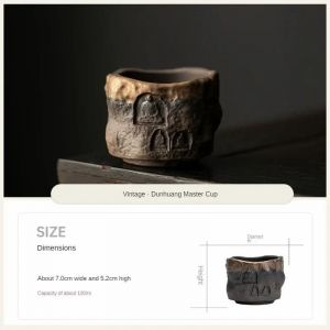 (1 Pièce - 100 Ml) Tasse À Thé Dunhuang Rétro Plaquée Or Émaillée En Fer Tasse À Thé Master Cup Tasse À Thé En Céramique Artisanale Ancienne Cuite Au Feu Kung Fu Tea - Neuf