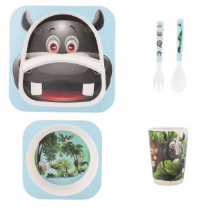 Ensemble De Vaisselle Pour Bebe, 5 Pieces, Assiettes, Fourchettes, Cuilleres, Tasses, Animaux Mignons (N¡Ã 3) - Neuf