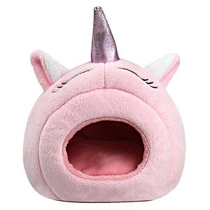 Lit Cachette En Peluche Licorne Confortable Pour Petits Animaux - Idéal Pour Les Hamsters, Les Chinchillas, Les Souris Et Les Lapins - Doux, Sûr Et Élégant - Neuf