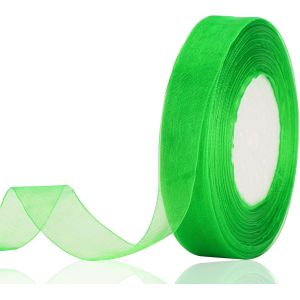 Ruban En Organza Vert Herbe 45 M - Décoratif En Mousseline De Soie Transparente 20 Mm Pour Gâteaux,Emballage Cadeau,Mariage,Noël,Baptême - Neuf