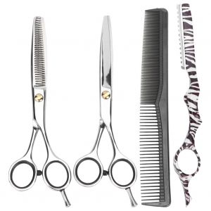 Hjlian Ensemble De 4 Ciseaux De Toilettage Pour Animaux De Compagnie, Peigne D'epilation, Ciseaux A Dents Plates, Outils De Beaute - Neuf