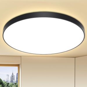 Kal-Ouila Plafonnier Led, Luminaire Plafonnier 24w 2000lm 4000k Plafonnier Salle De Bain Ip44 Plafonnier Chambre28 Cm Applicable À Salle De Bain, Chambre, Cuisine, Salon, Balcon(Black), Ylxdd280-24 - Neuf