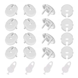 (16 Socket Couvre + 4 Touches) la Sécurité des Enfants cache-Prise avec Twist Mécanisme de Prise de courant Couvre pour les 2 Trou Sockets, Blanc - Neuf