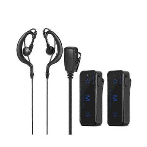 Lot de 2 mini talkies-walkies 400-470 MHz, radio bidirectionnelle, emetteur-recepteur 3 W, ecouteur, casque antibruit, alimentation USB - Neuf