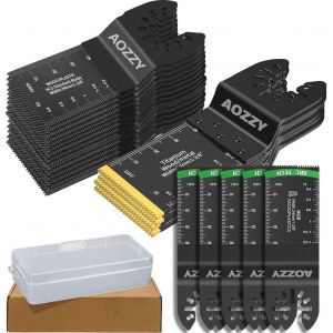 Ulteronixshop-50Pcs Lames de Scie Oscillantes, 5 lames de scie oscillante en titane, Coffret des Accessoires d'Outil Multifonction Oscillant, Lame de Scie Universelle pour Dremel, Bosch, Makita, Dewa - Neuf