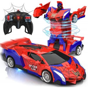 SANSH-Voiture Télécommandée Spider Jouet Enfant 3 4 5 6 7 8 9+ Ans, 2 en 1 Transformable Radiocommande RC Robots, 360°Rotation Voiture de Course Jeux Extérieur Fille Garcon Cadeau Anniversaire Noël - Neuf