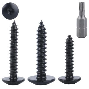CHECARZHN--NO1-Vis Auto-Perceuse En Tôle Torx, Lot De 60 Vis À Bois, Vis À Tête Plate, Vis À Tête Plate Torx Pour Carrosserie, Vis Noir Percer Pour Bois Meubles (M4,8 X 25 Mm) - Neuf