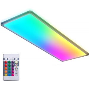 SUBZONAL-Panneau LED &agrave; lumi&egrave;re indirecte, t&eacute;l&eacute;commande, lumi&egrave;re color&eacute;e RGB+W, dalle led, panneau led plafond, plafonnier led, lustre salon et cuisine et chambre, 58x20x3 cm, noir - Neuf